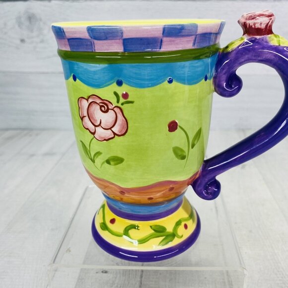 Certified International Sue Zipkin TEA GARDEN  Flowers Scrolls 18oz Ceramic Mug - Picture 4 of 14